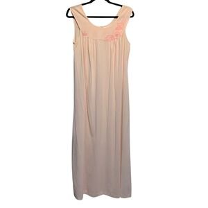 VTG Lorraine Nightgown Small Floral Lace Embroidery Sleeveless Maxi 70s Retro